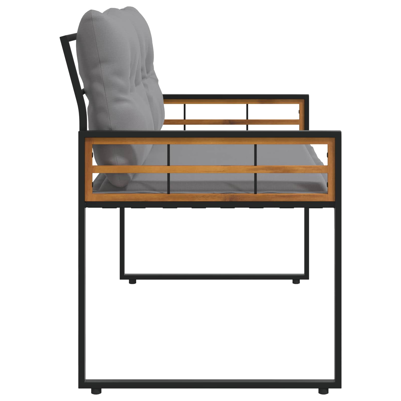 Holz-Lagenbank mit Kissen Uni Hellgrau 114 x 55 x 77 cm