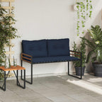 Holz-Lagenbank mit Kissen Uni Marineblau 114 x 55 x 77 cm