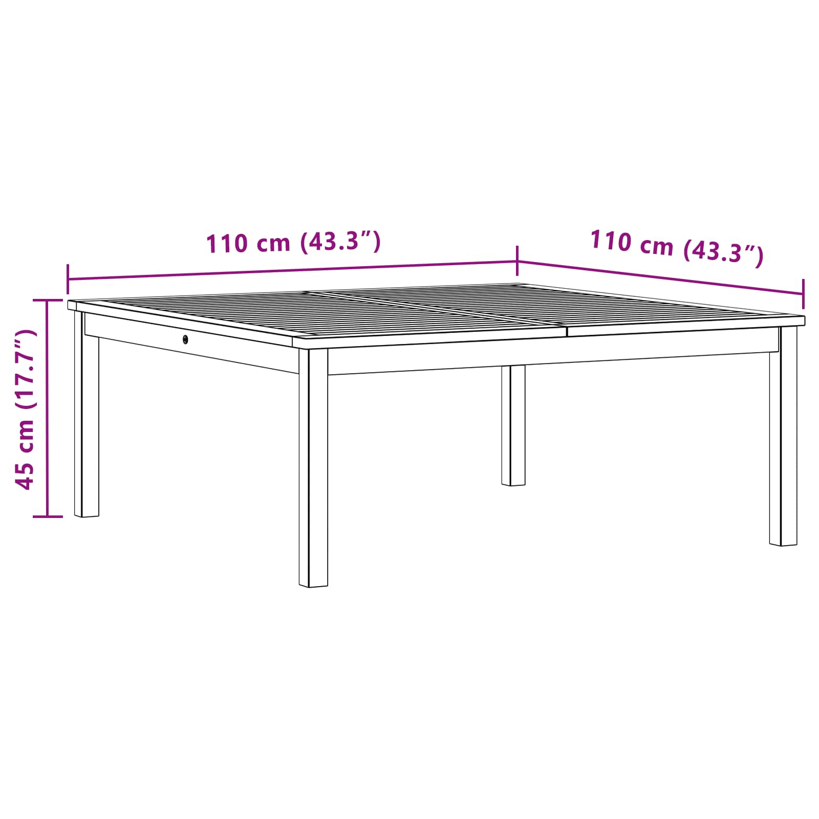 Couchtisch Helles Akazienholz 110 x 110 x 45 cm