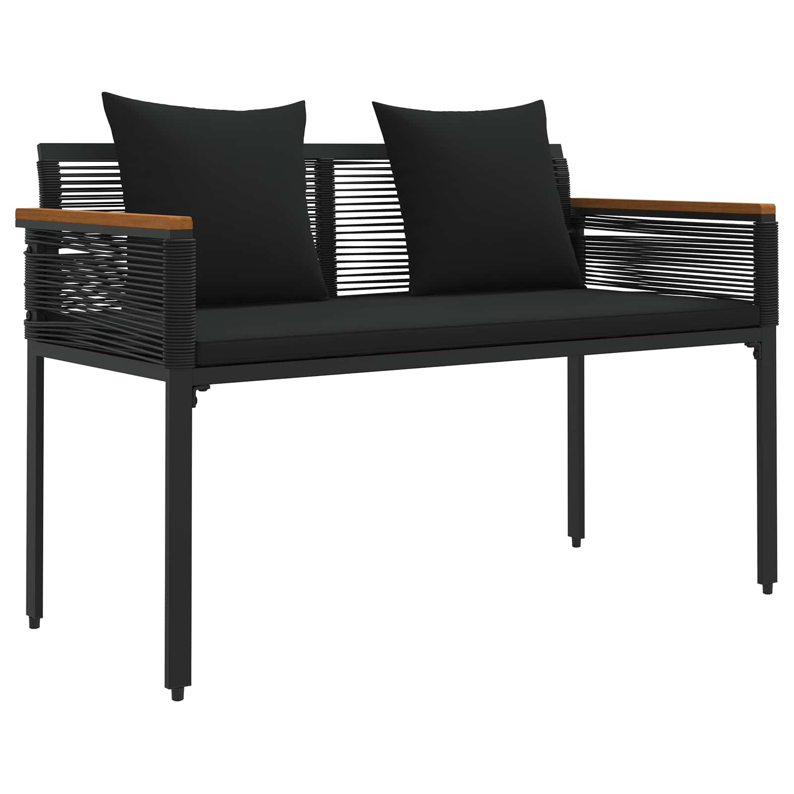 Gartenmöbel Set mit Kissen 4 pcs Schwarz Poly-Rattan