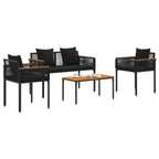 Gartenmöbel Set mit Kissen 4 pcs Schwarz Poly-Rattan