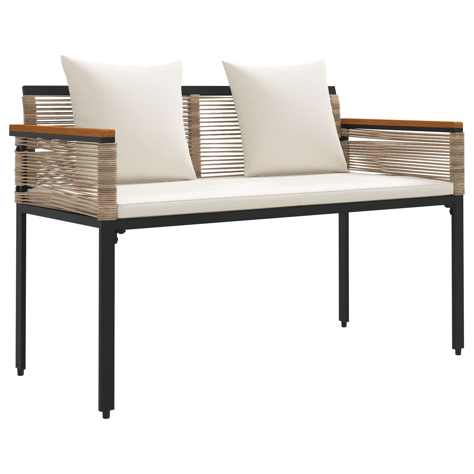 Gartenmöbel Set mit Kissen Beige und Cremeweiß Poly-Rattan