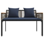 Gartenmöbel Set mit Kissen Grau und Marineblau Poly-Rattan