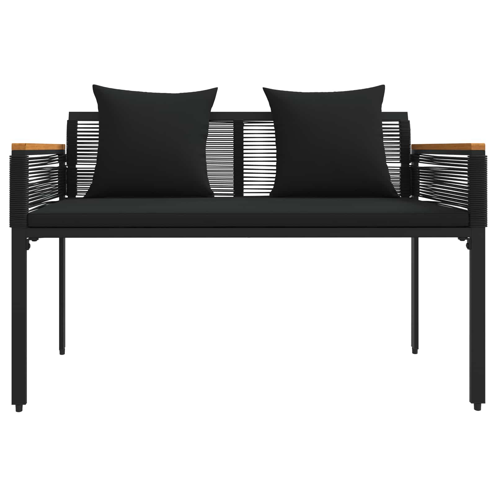 Bank Outdoor mit Kissen Schwarz 117 x 54 x 74,5 cm Poly-Rattan