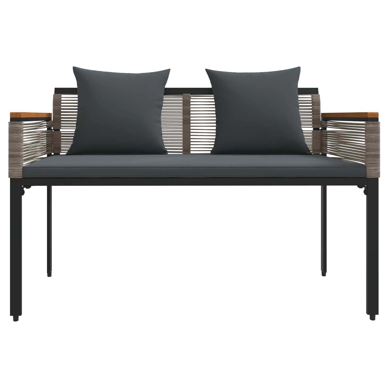 Bank Outdoor Grau und Dunkelgrau 117 x 54 x 74,5 cm Poly-Rattan