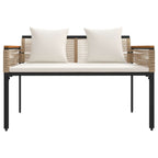 Bank Outdoor Beige und Cremeweiß 117 x 54 x 74,5 cm Poly-Rattan