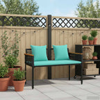 Bank Outdoor Schwarz und Türkis 117 x 54 x 74,5 cm Poly-Rattan