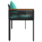 Bank Outdoor Schwarz und Türkis 117 x 54 x 74,5 cm Poly-Rattan