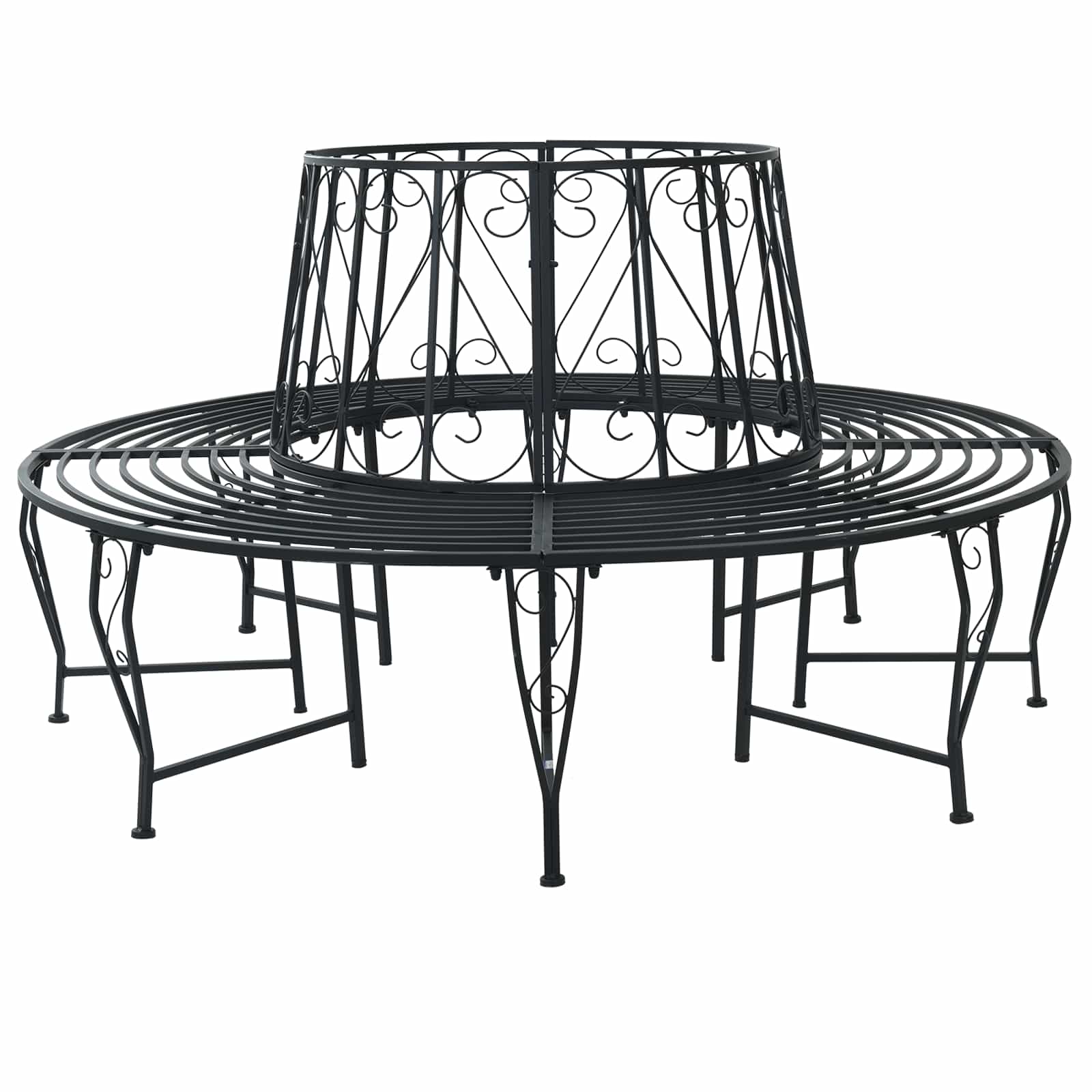 Baumbank Ø 160 x 89 cm Stahl Schwarz Rund