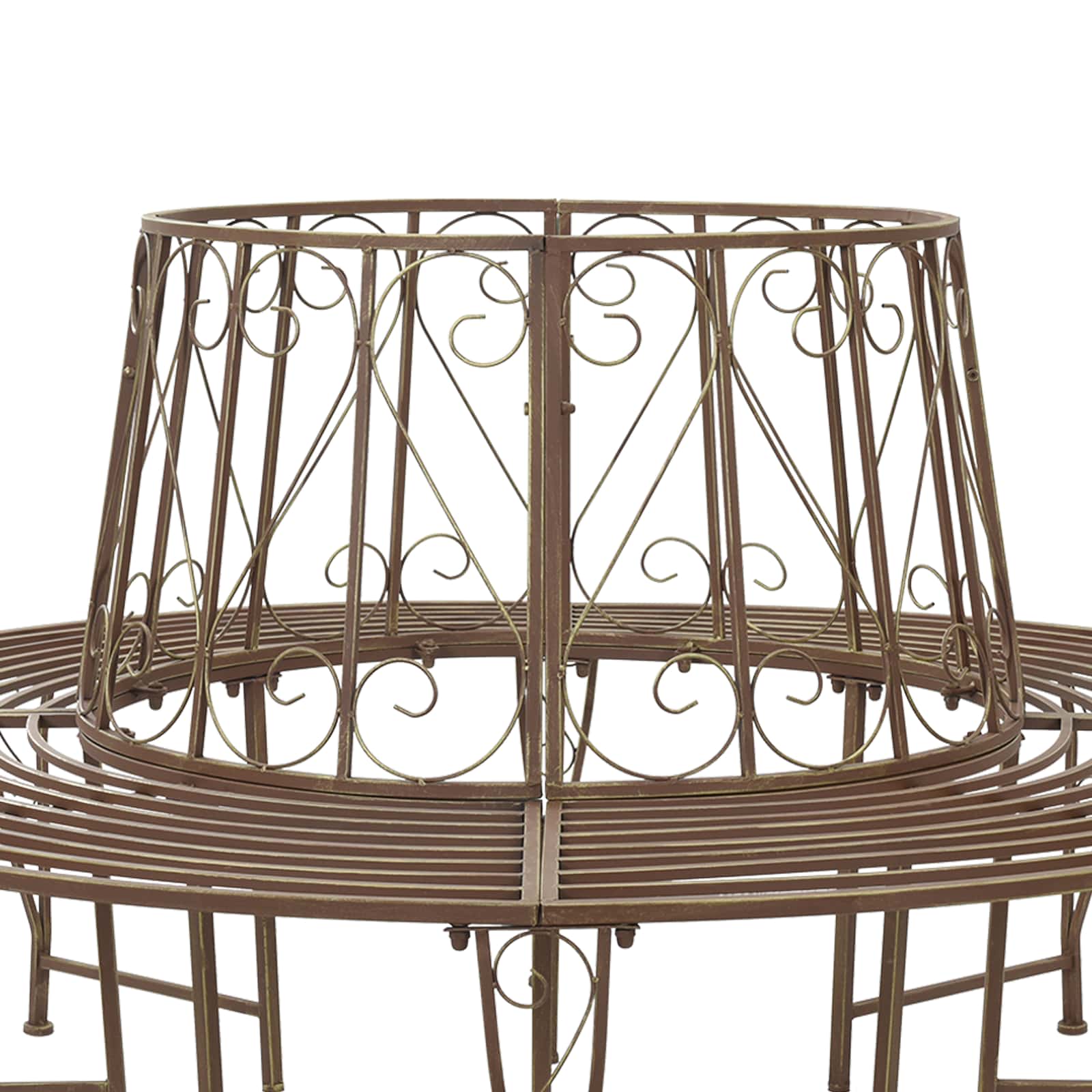 Baumbank 8-Sitzanzahl Ø 160 x 89 cm Stahl Antikbraun Rund