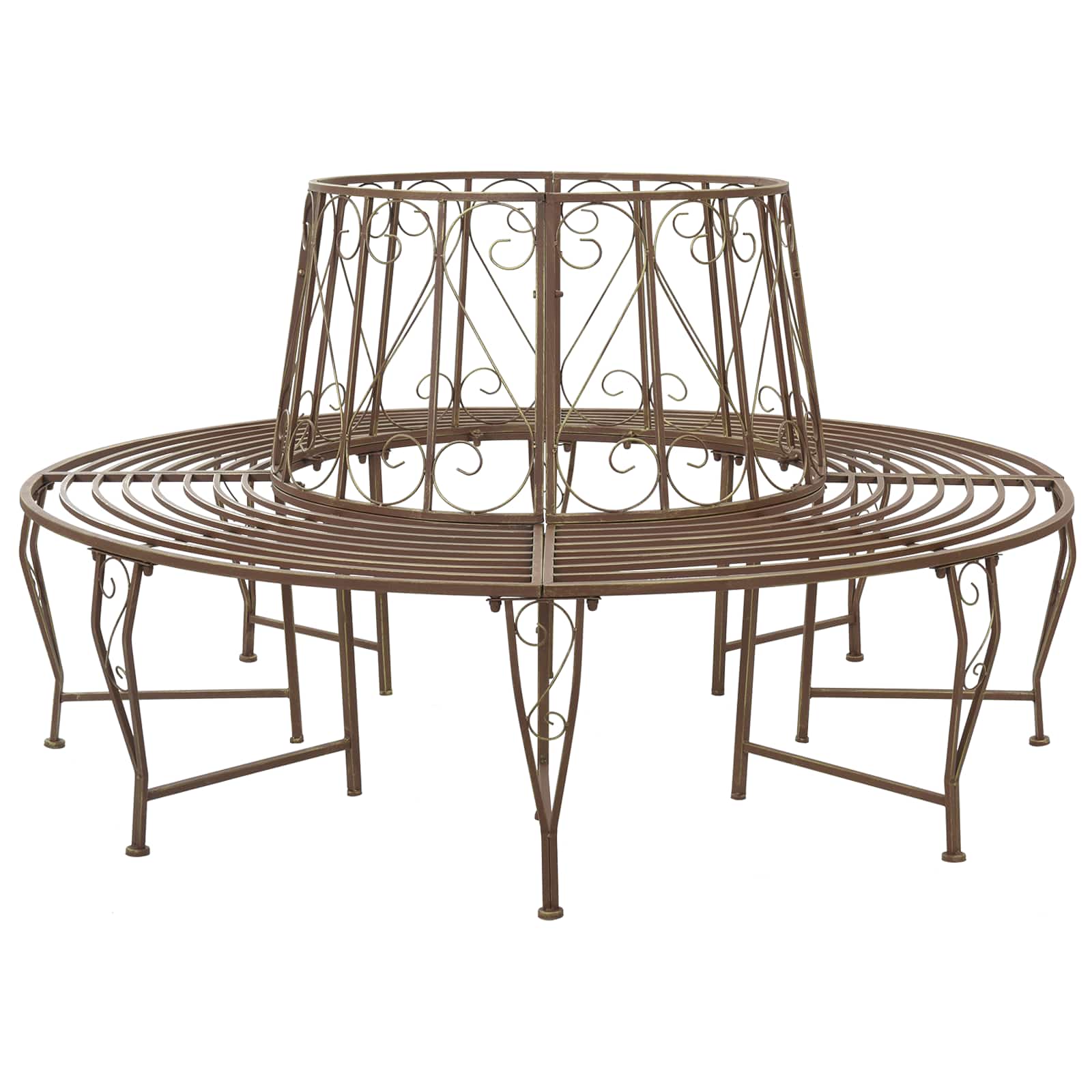 Baumbank 8-Sitzanzahl Ø 160 x 89 cm Stahl Antikbraun Rund