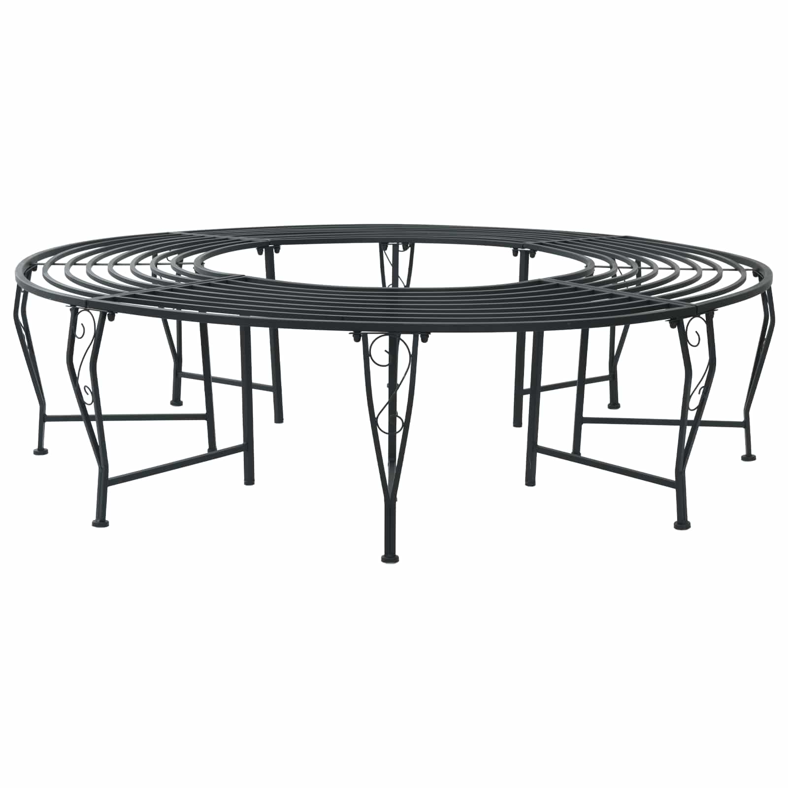 Baumbank 8-Sitzanzahl Ø 160 x 44 cm Stahl Schwarz Rund
