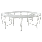 Baumbank 8-Sitzanzahl Ø 160 x 44 cm Stahl Antik Weiß Rund