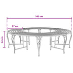Baumbank 8-Sitzanzahl Ø 160 x 44 cm Stahl Antik Weiß Rund