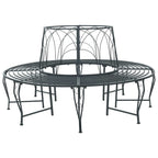 Baumbank 8-Sitzanzahl Ø 160 x 89 cm Stahl Silber Grau Rund