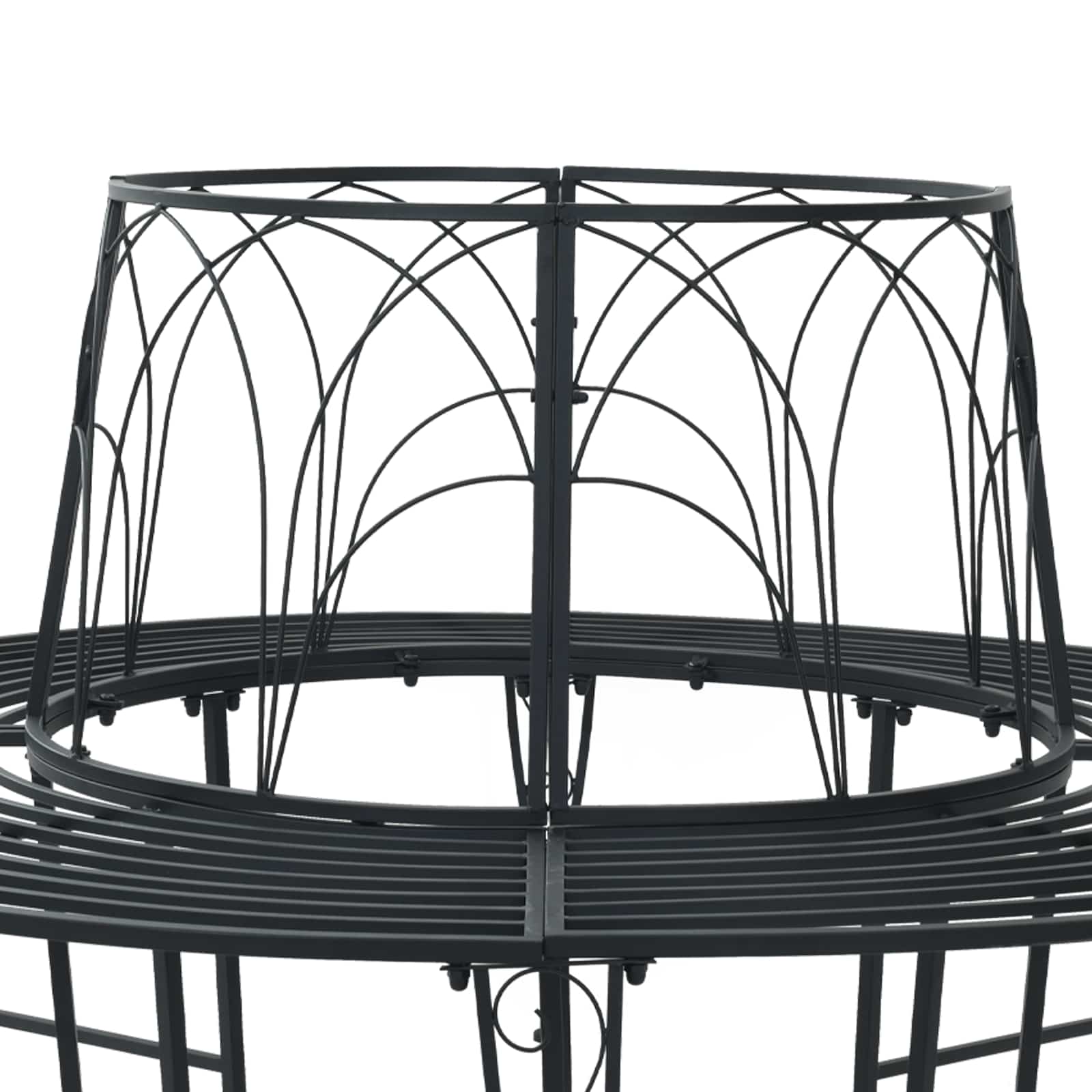 Baumbank 8-Sitzanzahl Ø 160 x 89 cm Stahl Schwarz Rund