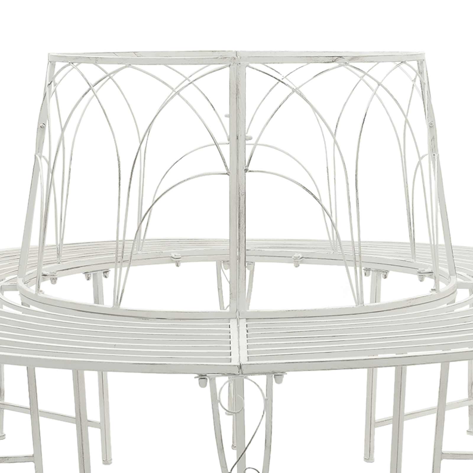 Baumbank 8-Sitzanzahl Ø 160 x 89 cm Stahl Antik Weiß Rund