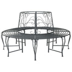 Baumbank 8-Sitzanzahl Ø 160 x 89 cm Stahl Silber Grau Rund