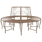 Baumbank 8-Sitzanzahl Ø 160 x 89 cm Stahl Antikbraun Rund