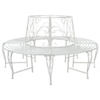 Baumbank 8-Sitzanzahl Ø 160 x 89 cm Stahl Antik Weiß Rund