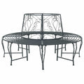 Baumbank 8-Sitzanzahl Ø 160 x 89 cm Stahl Silber Grau Rund