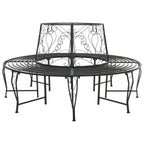 Baumbank 8-Sitzanzahl Ø 160 x 89 cm Stahl Schwarz Rund