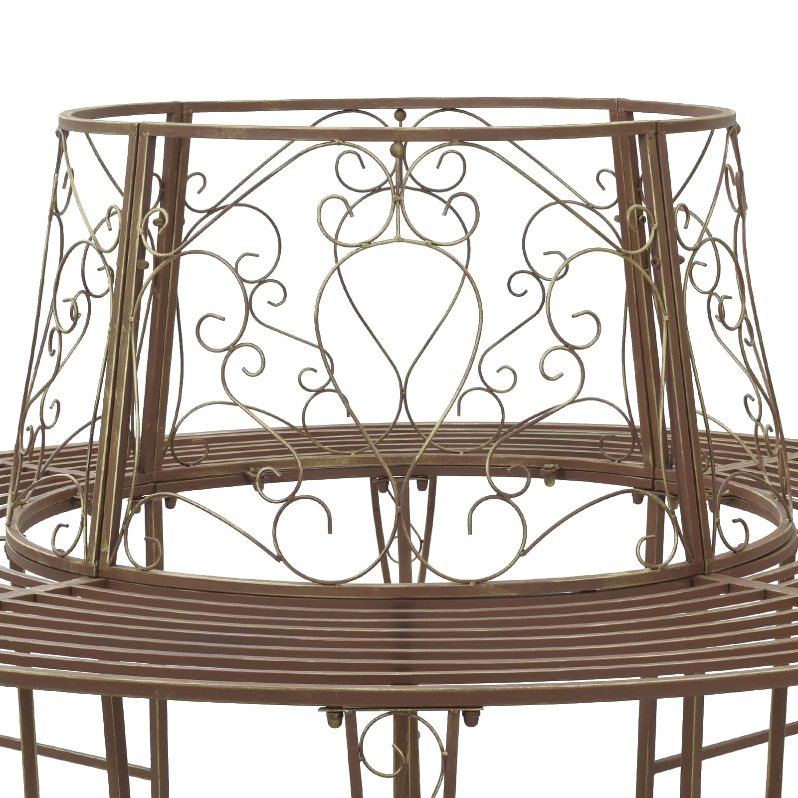 Baumbank 8-Sitzanzahl Ø 160 x 89 cm Stahl Antikbraun Rund