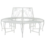 Baumbank 8-Sitzanzahl Ø 160 x 89 cm Stahl Antik Weiß Rund
