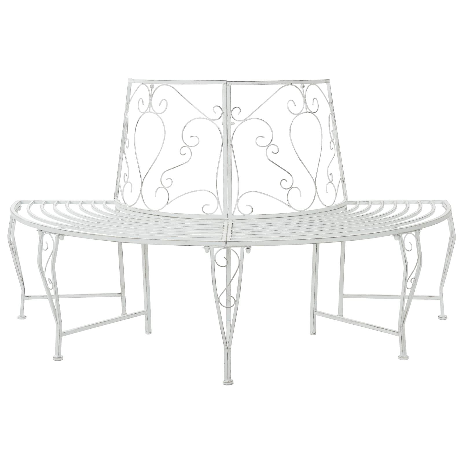 Baumbank 4-Sitzanzahl 160 x 80 x 89 cm Stahl Antik Weiß