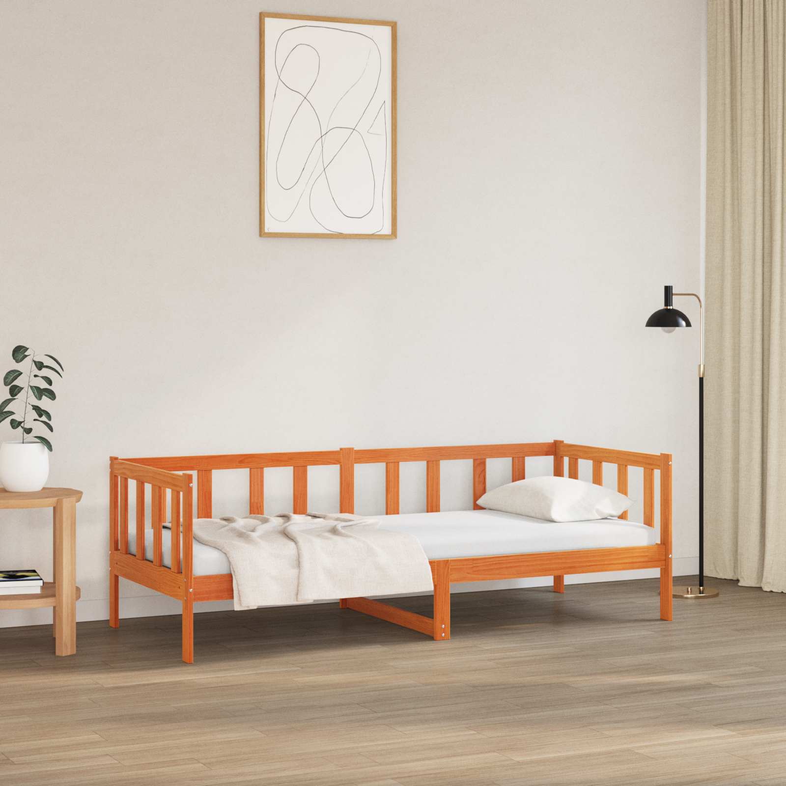 Bettrahmen Wachsbraun 90 x 190 cm Massives Kiefernholz