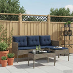 Gartensofa-set mit Kissen 2 pcs Grau und Marineblau Poly-Rattan