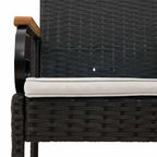 Gartenstühle 2 pcs Schwarz und Cremeweiß Poly-Rattan und Akazie