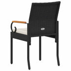 Gartenstühle 2 pcs Schwarz und Cremeweiß Poly-Rattan und Akazie