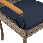 Gartenstühle 2 pcs Grau und Marineblau Poly-Rattan und Akazie