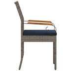 Gartenstühle 2 pcs Grau und Marineblau Poly-Rattan und Akazie