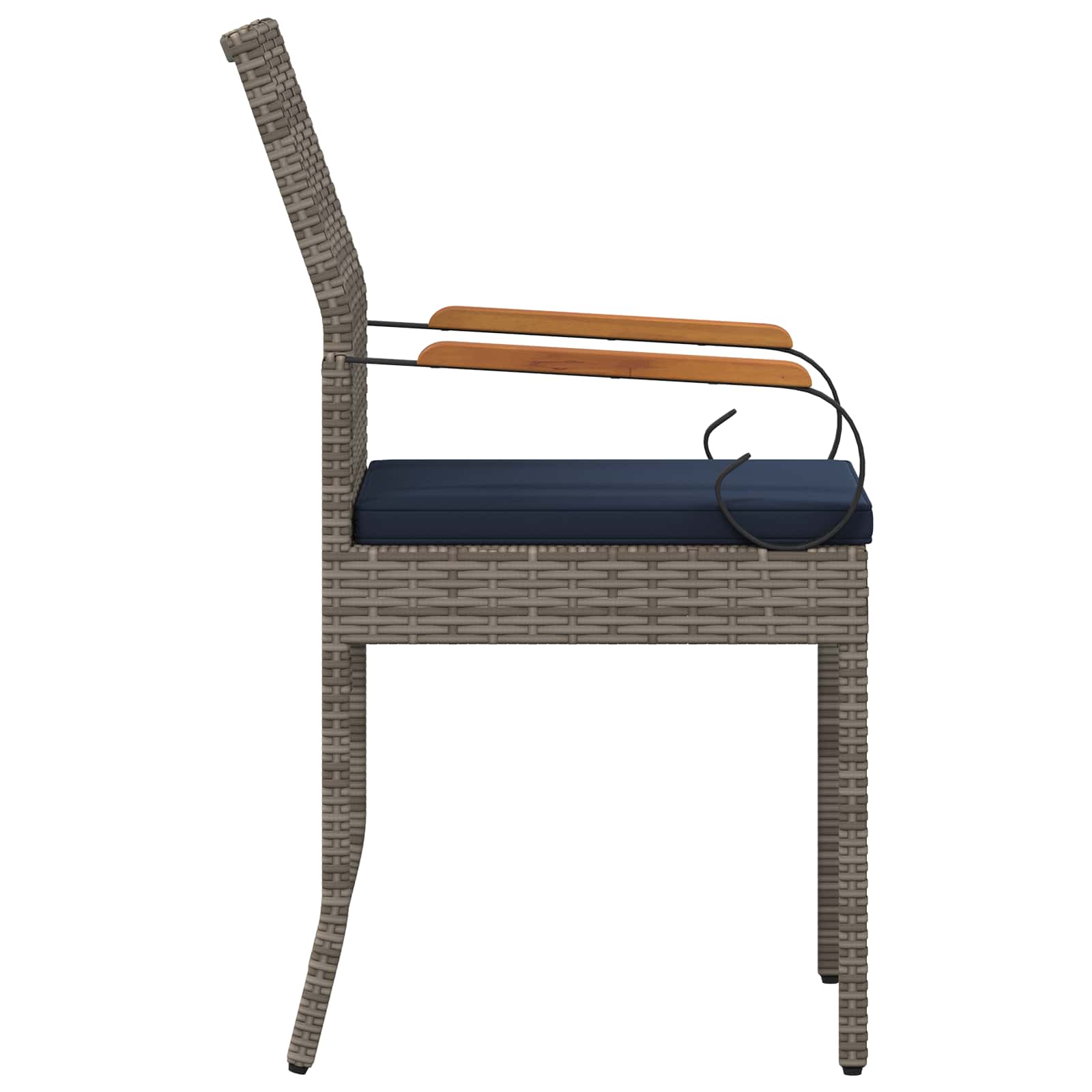 Gartenstühle 2 pcs Grau und Marineblau Poly-Rattan und Akazie