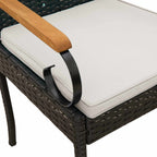 Gartenstühle 4 pcs Schwarz und Cremeweiß Poly-Rattan und Akazie