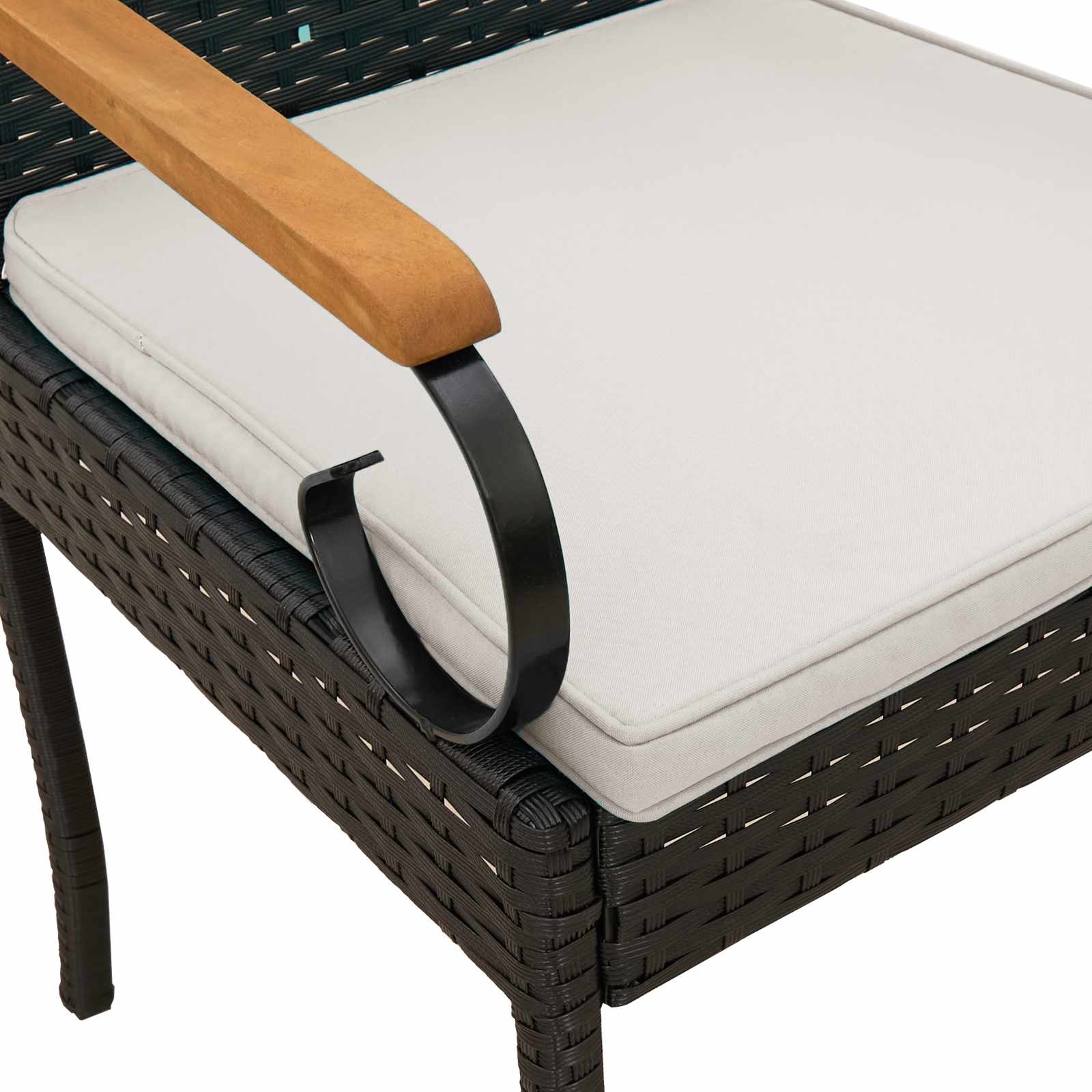 Gartenstühle 4 pcs Schwarz und Cremeweiß Poly-Rattan und Akazie