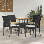 Gartenstühle 4 pcs Schwarz und Cremeweiß Poly-Rattan und Akazie