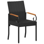 Gartenstühle 4 pcs Schwarz und Cremeweiß Poly-Rattan und Akazie