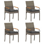 Gartenstühle 4 pcs Grau und Dunkelgrau Poly-Rattan und Akazie