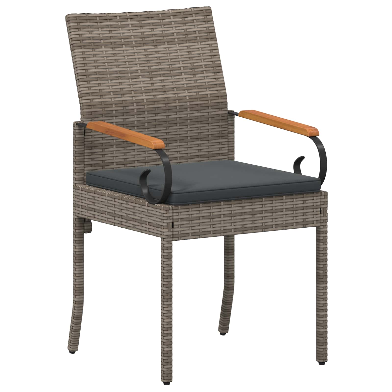Gartenstühle 4 pcs Grau und Dunkelgrau Poly-Rattan und Akazie