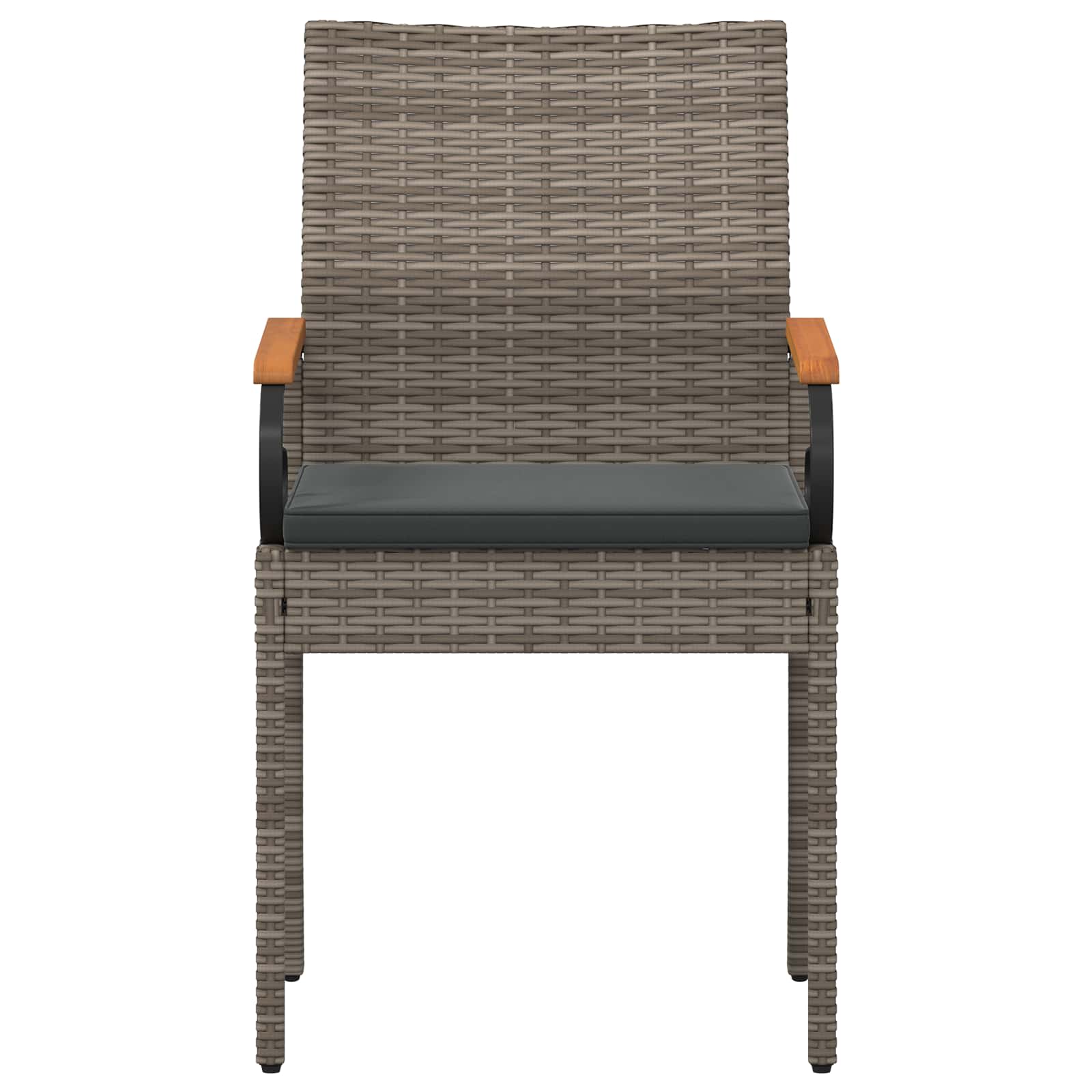 Gartenstühle 4 pcs Grau und Dunkelgrau Poly-Rattan und Akazie