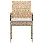 Gartenstühle 4 pcs Beige und Cremeweiß Poly-Rattan und Akazie