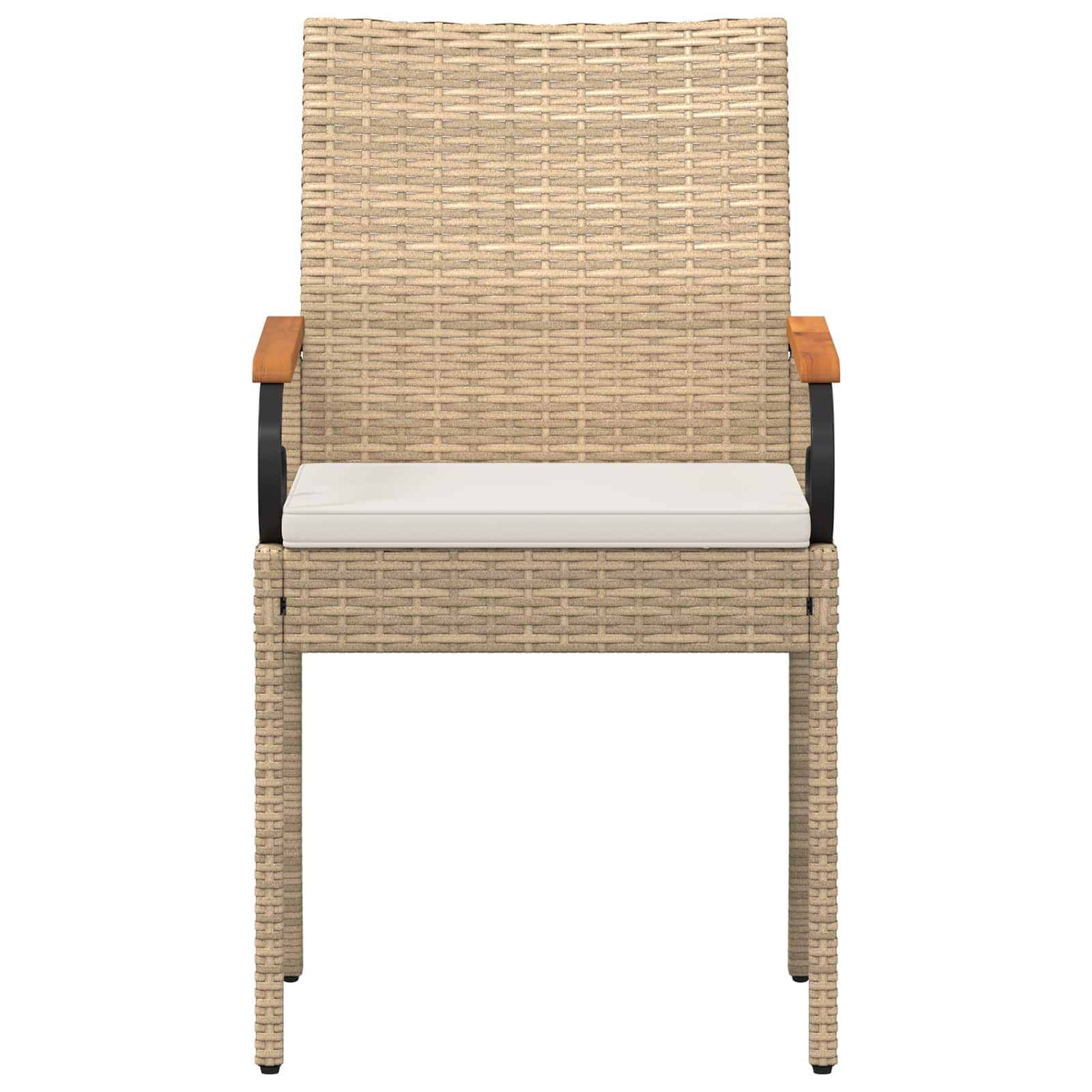 Gartenstühle 4 pcs Beige und Cremeweiß Poly-Rattan und Akazie