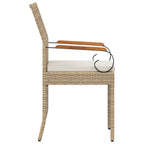 Gartenstühle 4 pcs Beige und Cremeweiß Poly-Rattan und Akazie