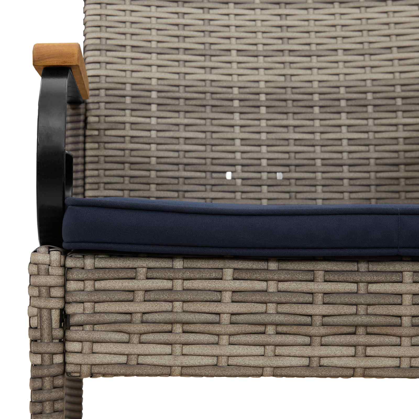 Gartenstühle 4 pcs Grau und Marineblau Poly-Rattan und Akazie