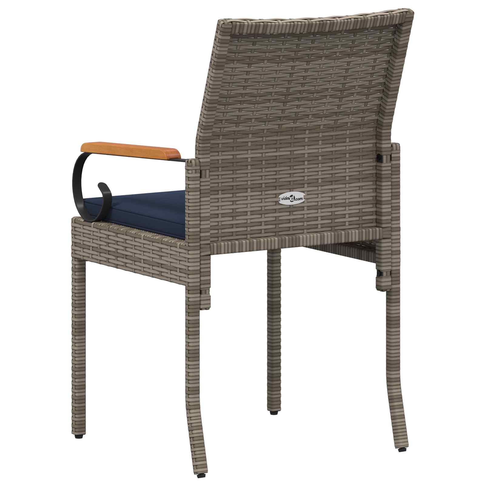 Gartenstühle 4 pcs Grau und Marineblau Poly-Rattan und Akazie