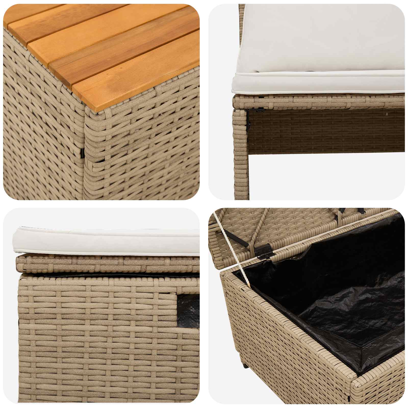 Outdoor-Sofagarnitur 4-Sitzanzahl 4 pcs 55 x 30 x 39 cm