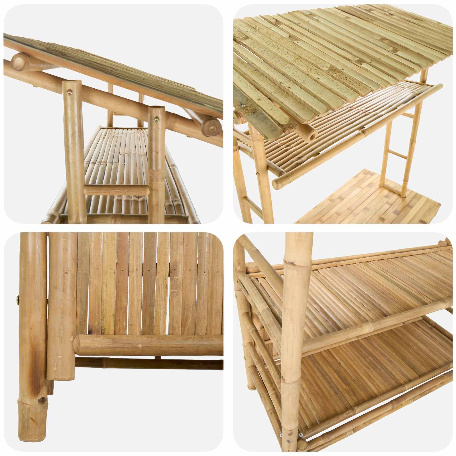 Outdoor Bartisch mit Speicher Natur 110 x 50 x 210 cm Bambus